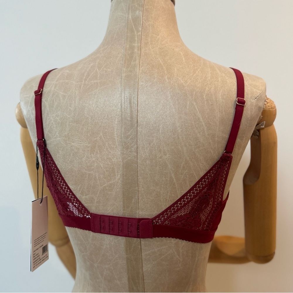 NWT KNIX Lace Deep V Bralette, Red Velvet (L) - Picture 5 of 9